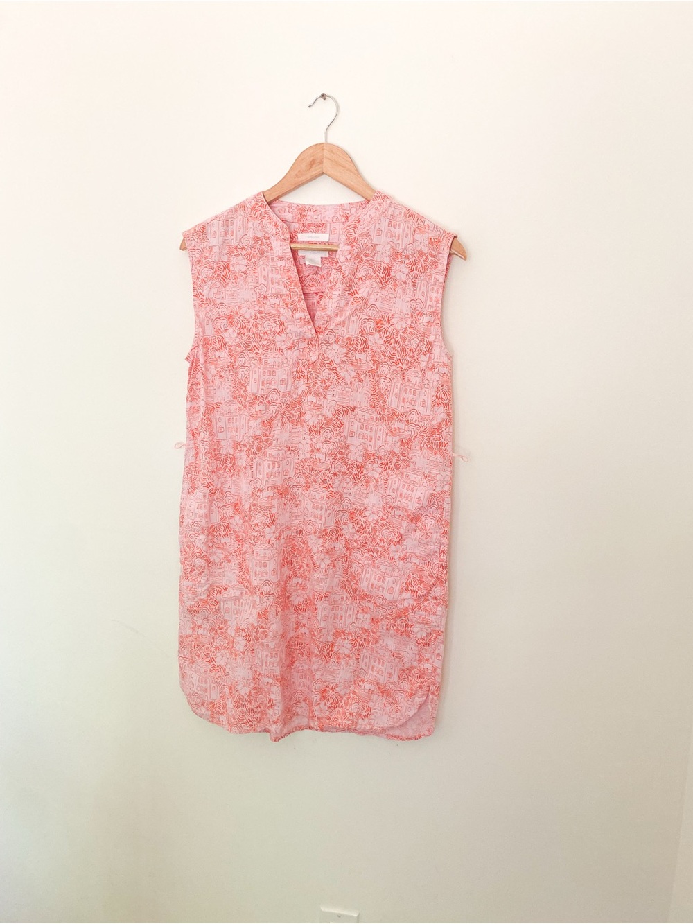 Cynthia Rowley Soft Pink Toile Print Sleeveless Shift Dress 100% Linen - Picture 2 of 8